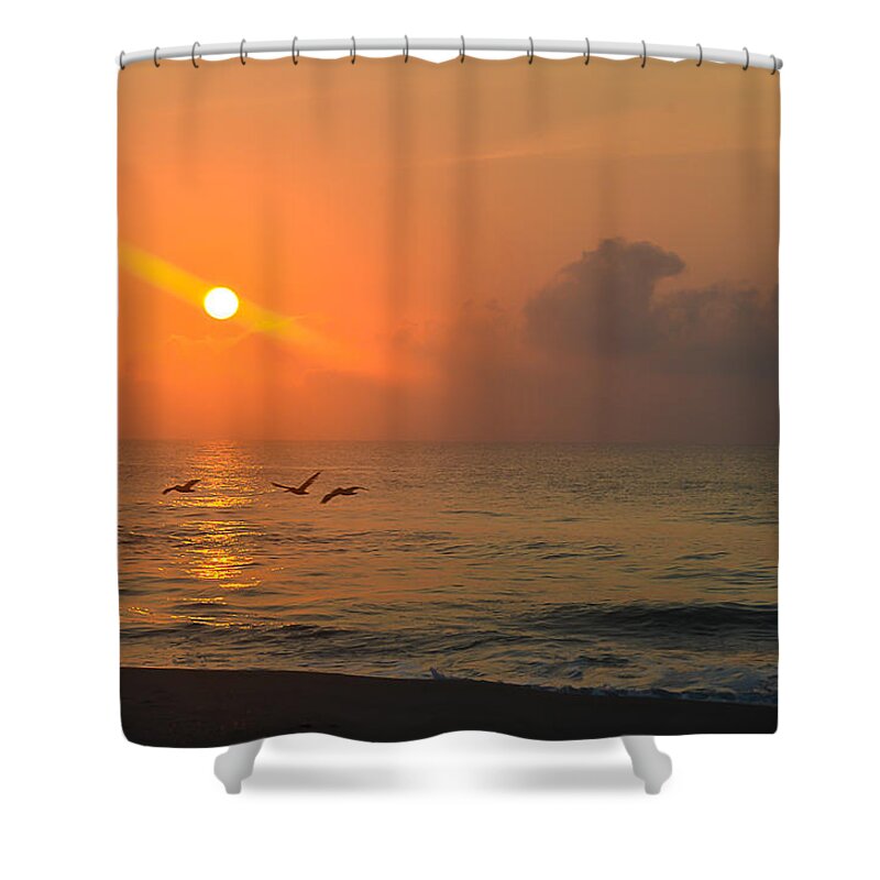 Break Of Day Shower Curtain featuring the photograph Three Spirits and the Sun by Mary Hahn Ward