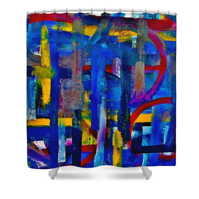 Abstract Shower Curtain featuring the painting Anchored In Art by Lisa Kaiser