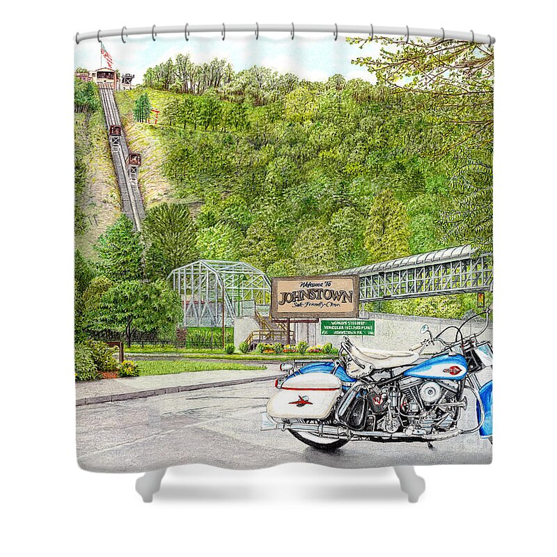 Thunder In Johnstown Shower Curtain featuring the painting Thunder in Johnstown by Albert Puskaric
