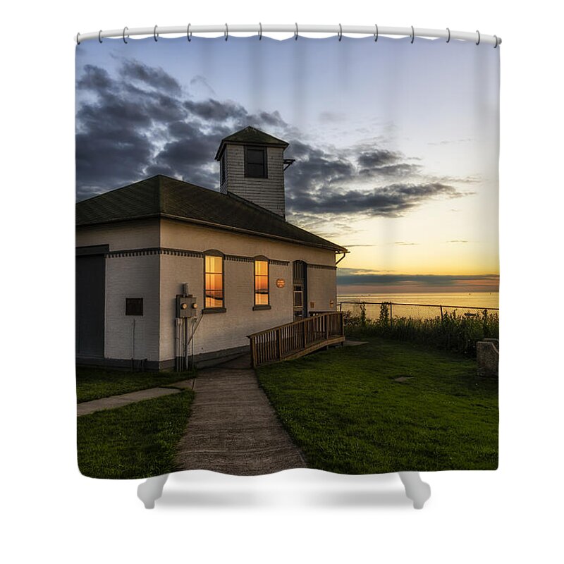 Tibbetts Point Foghorn Building Shower Curtain featuring the photograph Tibbetts Point Fog Horn Building by Mark Papke