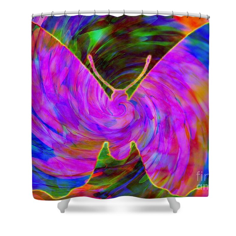 Fractal Art Shower Curtain featuring the digital art Tie-dye Butterfly by Elizabeth McTaggart
