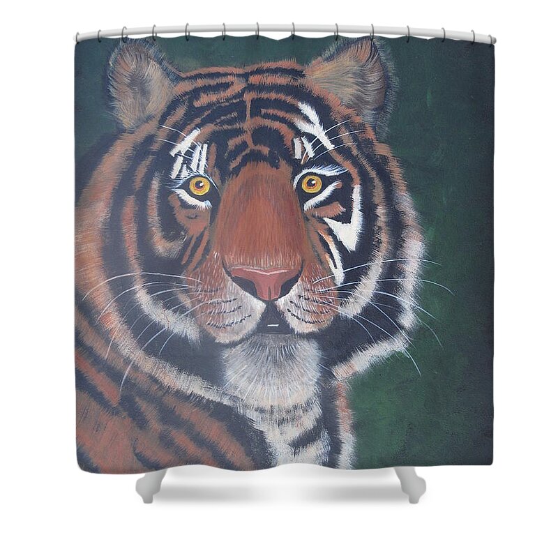 Pets Shower Curtain featuring the painting Tiger by Kathie Camara