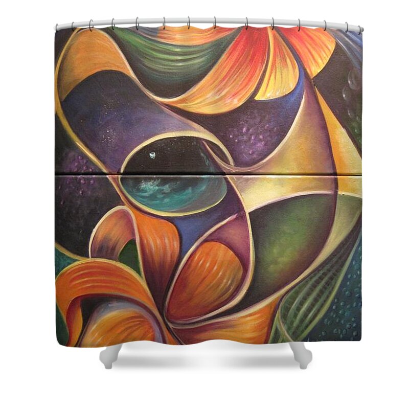 Flowers Shower Curtain featuring the painting Tigers by Sherry Strong