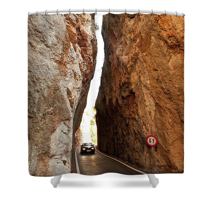 Land Vehicle Shower Curtain featuring the photograph Tight Squeeze by Dave G Kelly