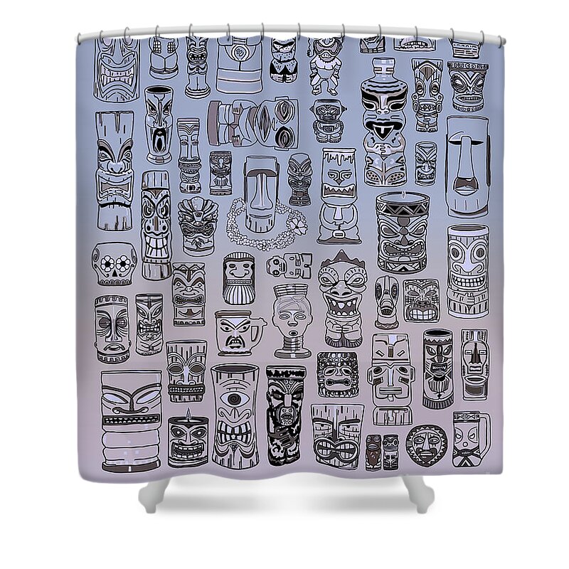 Ancient Relic Shower Curtain featuring the digital art Tiki Cool Zone by Megan Dirsa-DuBois