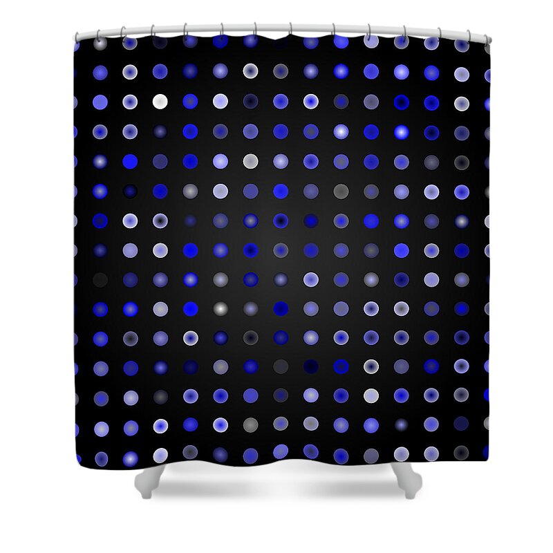 Abstract Digital Algorithm Rithmart Shower Curtain featuring the digital art Tiles.blue.1 by Gareth Lewis