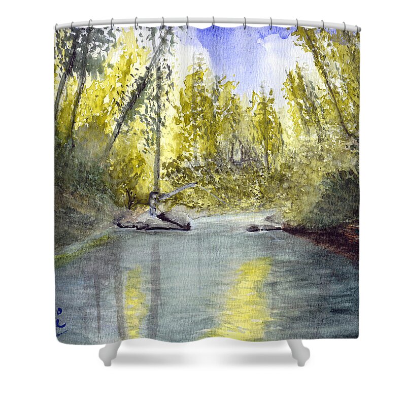 Wilson River Shower Curtain featuring the painting Tillamook Fishing by Chriss Pagani