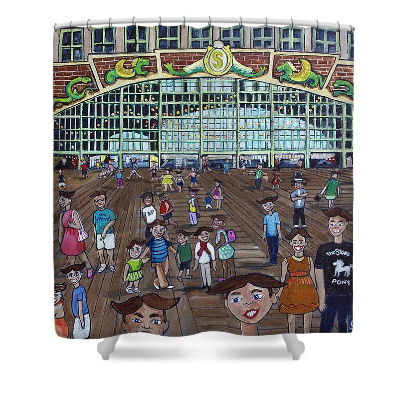 Asbury Park Shower Curtain featuring the painting Tillie is Everyone by Patricia Arroyo