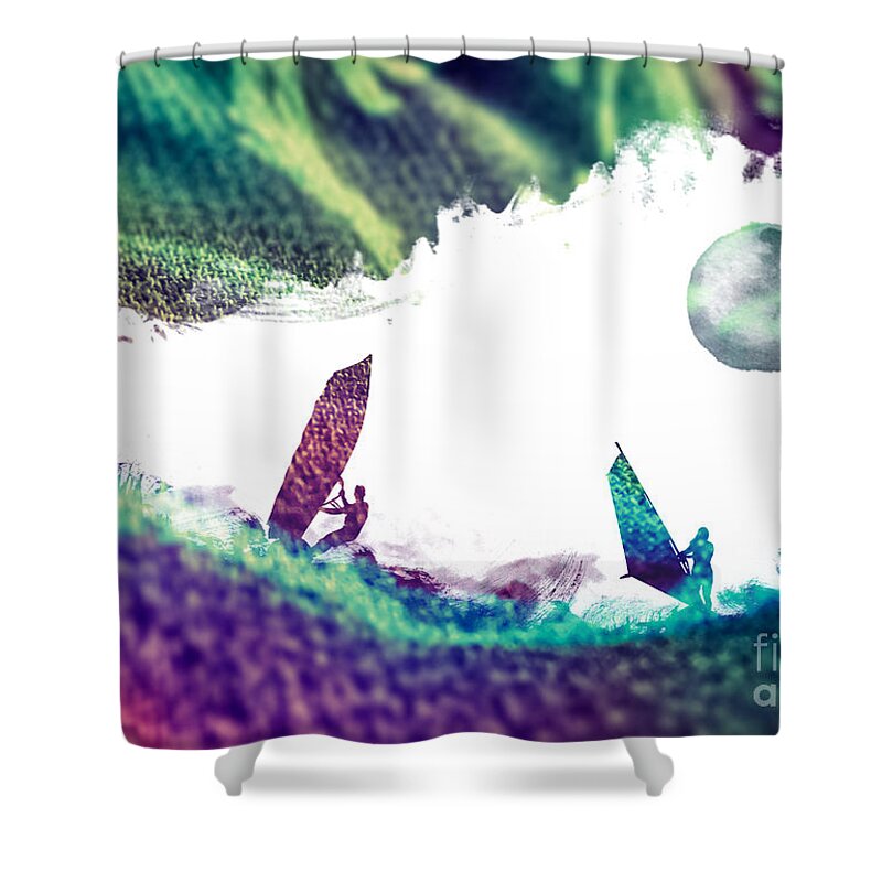 Surfer Shower Curtain featuring the digital art Time surfer by Justyna Jaszke JBJart