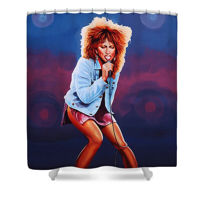 Tina Turner Shower Curtain featuring the painting Tina Turner by Paul Meijering