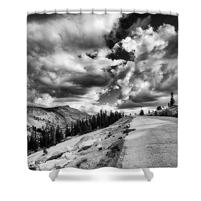 Road Shower Curtain featuring the photograph Tioga Pass by Cat Connor