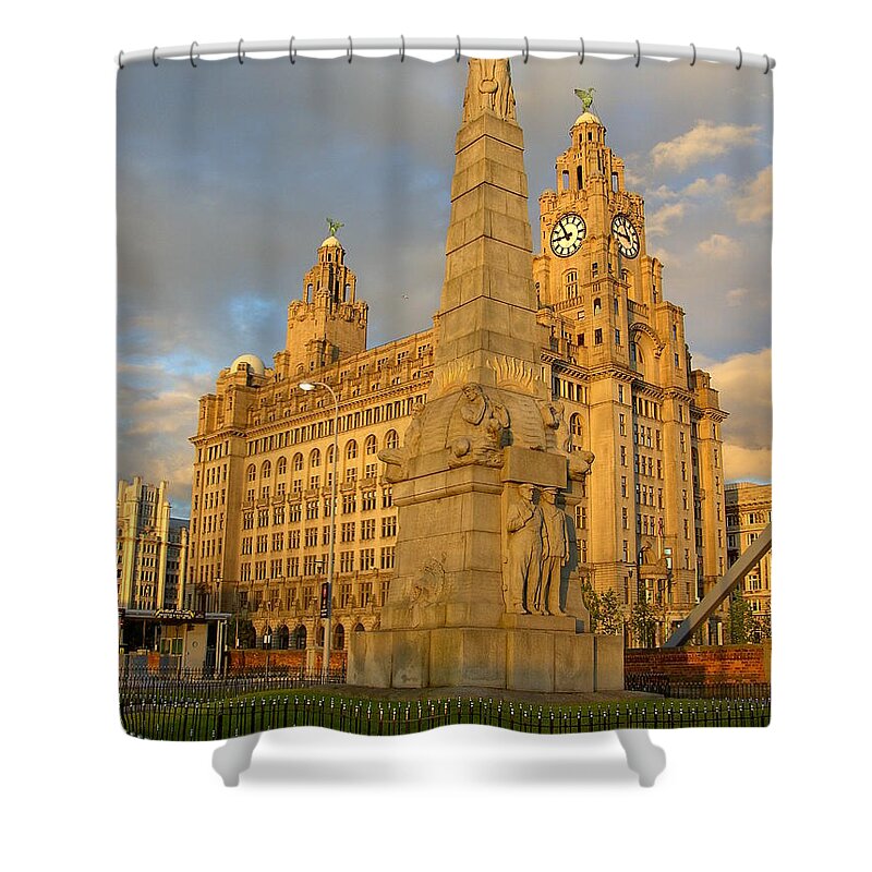 Titanic Shower Curtain featuring the photograph Titanic Memorial Liverpool UK by Steve Kearns
