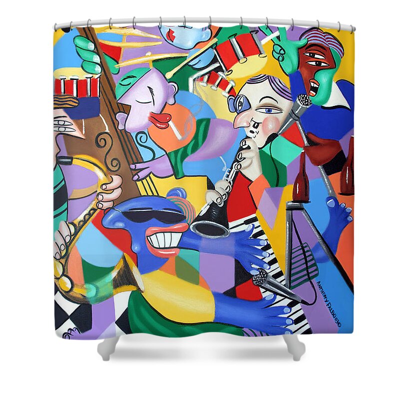 Toe Jam Framed Prints Shower Curtain featuring the painting Toe Jam by Anthony Falbo