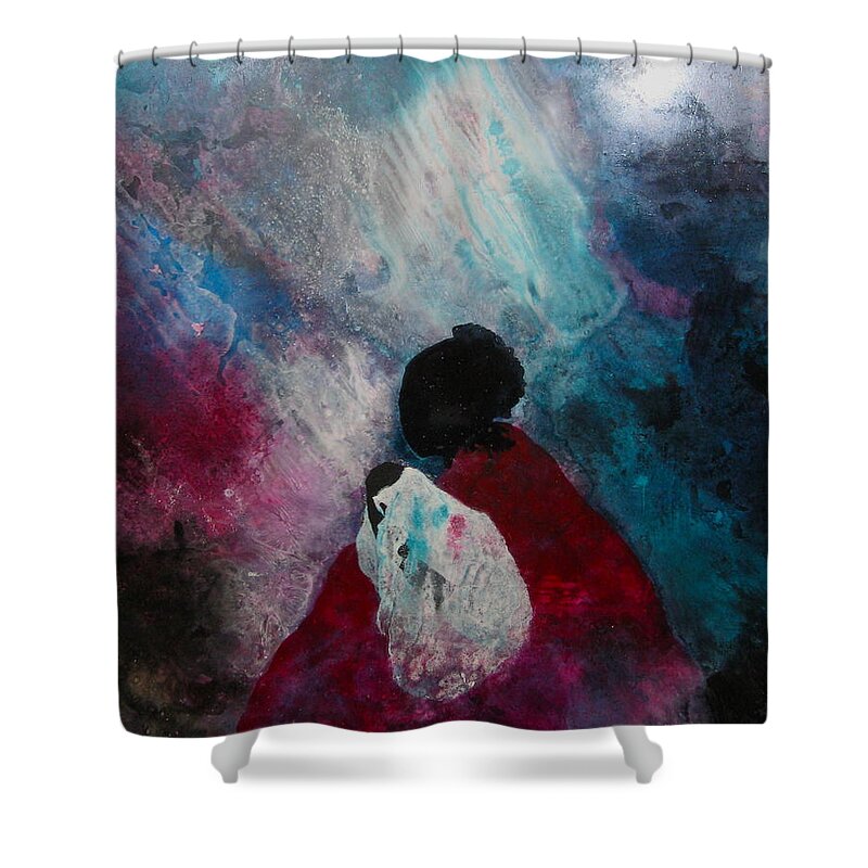 Inks Shower Curtain featuring the painting Together Alone by Janice Nabors Raiteri