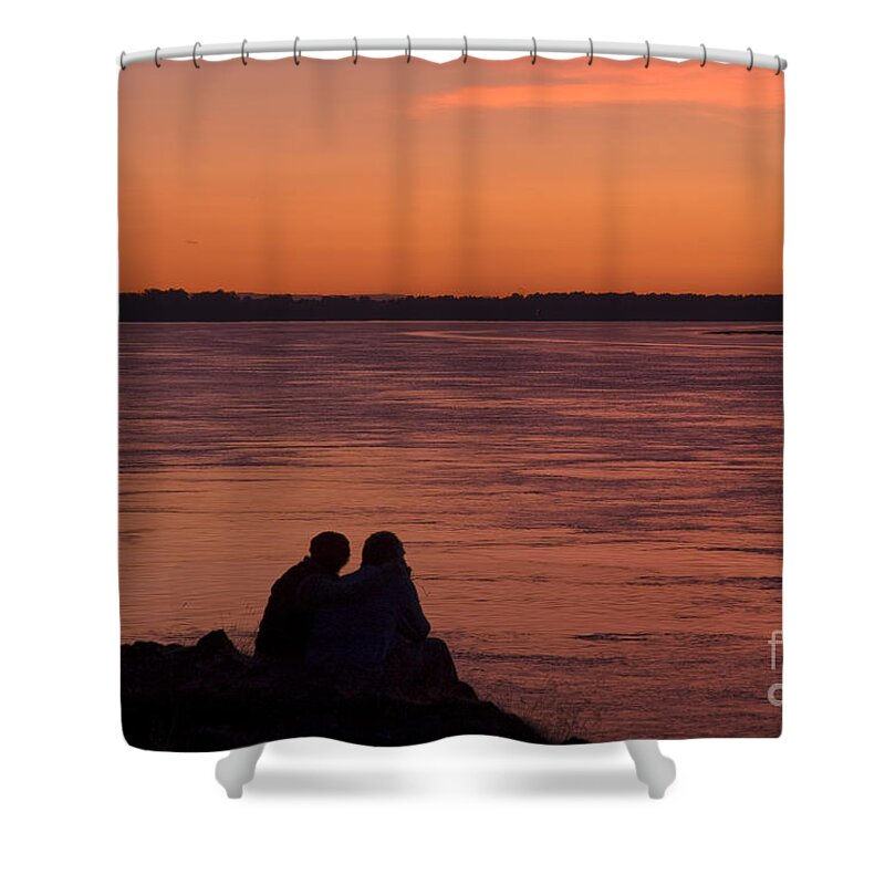 Sunset Shower Curtain featuring the photograph Together on the Columbia by Tim Mulina