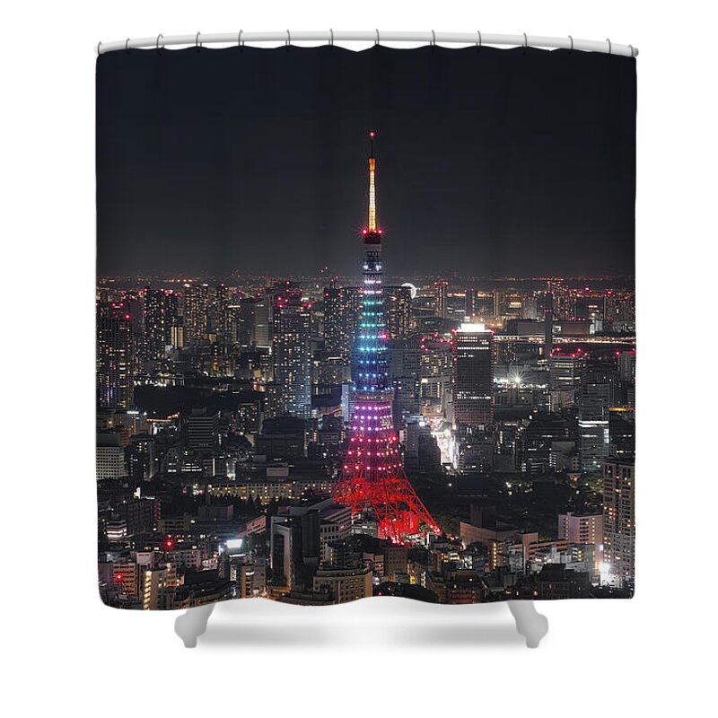 Tokyo Tower Shower Curtain featuring the photograph Tokyo Tower by Yuga Kurita