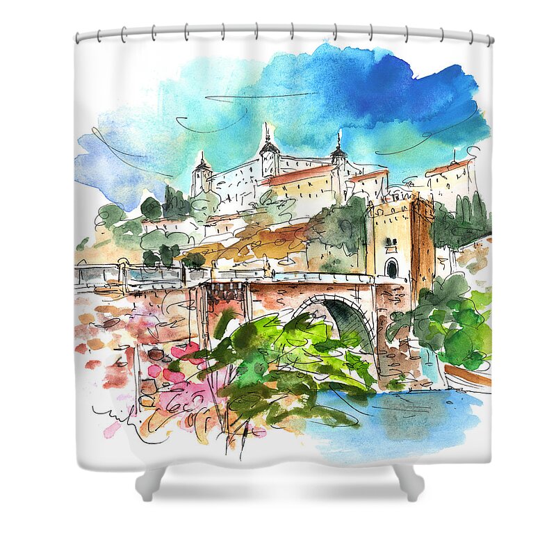 Travel Shower Curtain featuring the painting Toledo 01 by Miki De Goodaboom