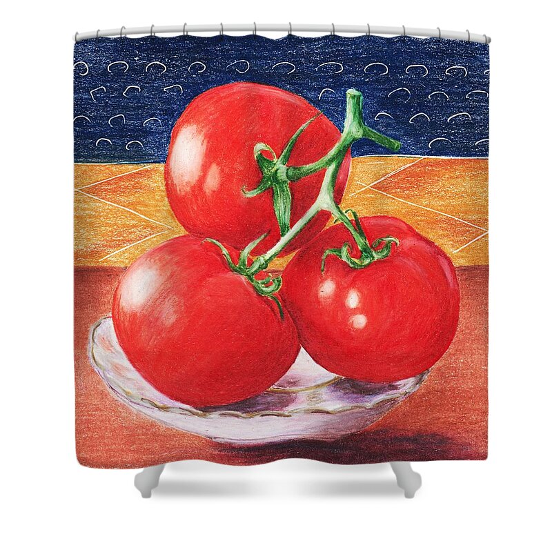 Weight Shower Curtain featuring the painting Tomatoes by Anastasiya Malakhova