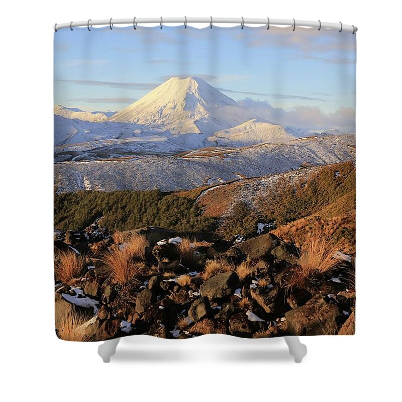 Scenics Shower Curtain featuring the photograph Tongariro National Park Mountains by Ngaire Lawson