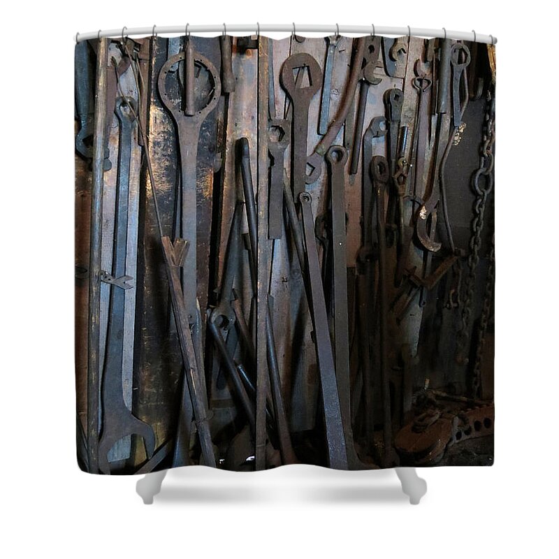 Roundhouse Shower Curtain featuring the photograph Tools of the Roundhouse by Laurel Powell