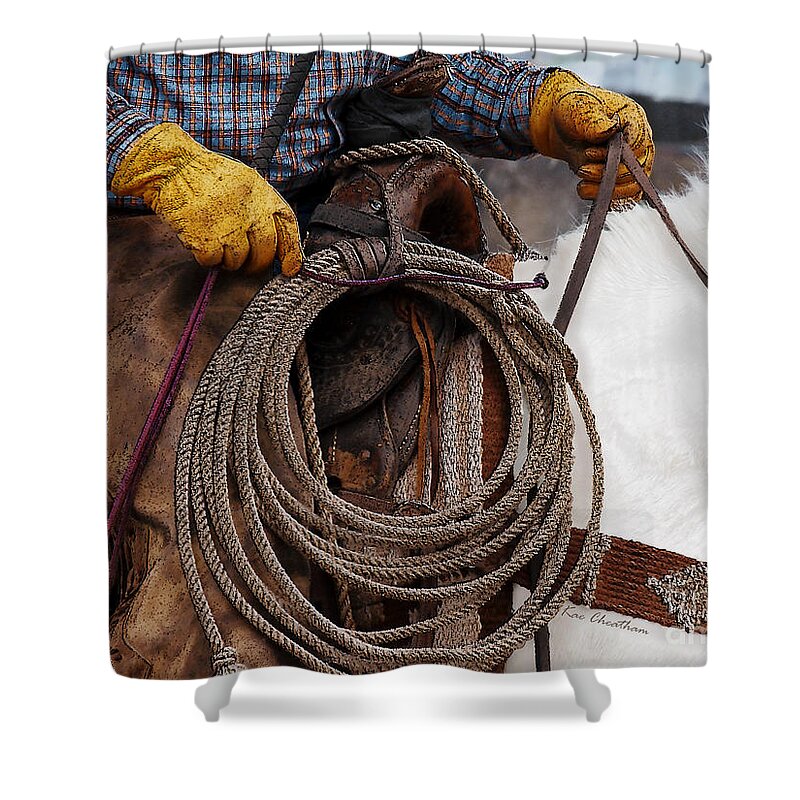 Cowboy Shower Curtain featuring the photograph Tools of the Trade by Kae Cheatham