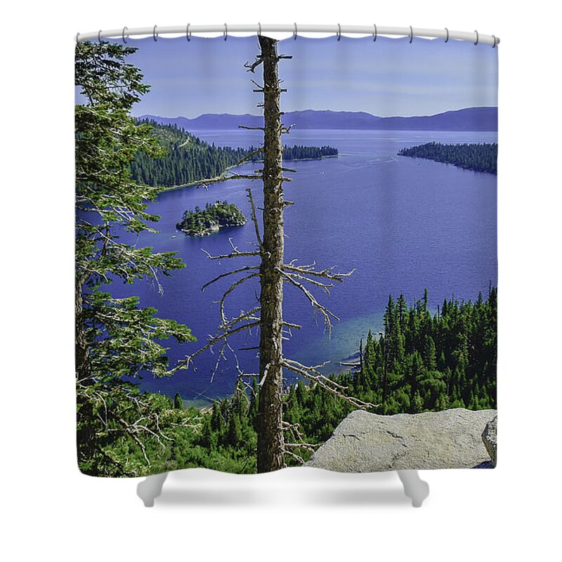 Lake Shower Curtain featuring the photograph Top of Emerald Bay Lake Tahoe California by LeeAnn McLaneGoetz McLaneGoetzStudioLLCcom