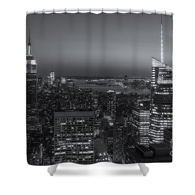 Clarence Holmes Shower Curtain featuring the photograph Top of the Rock Twilight V by Clarence Holmes