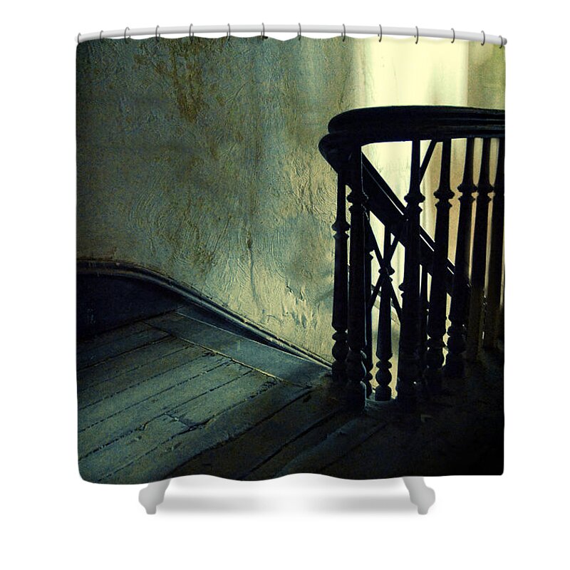 Shadow Shower Curtain featuring the photograph Top of the Stairway Shadow by Jill Battaglia