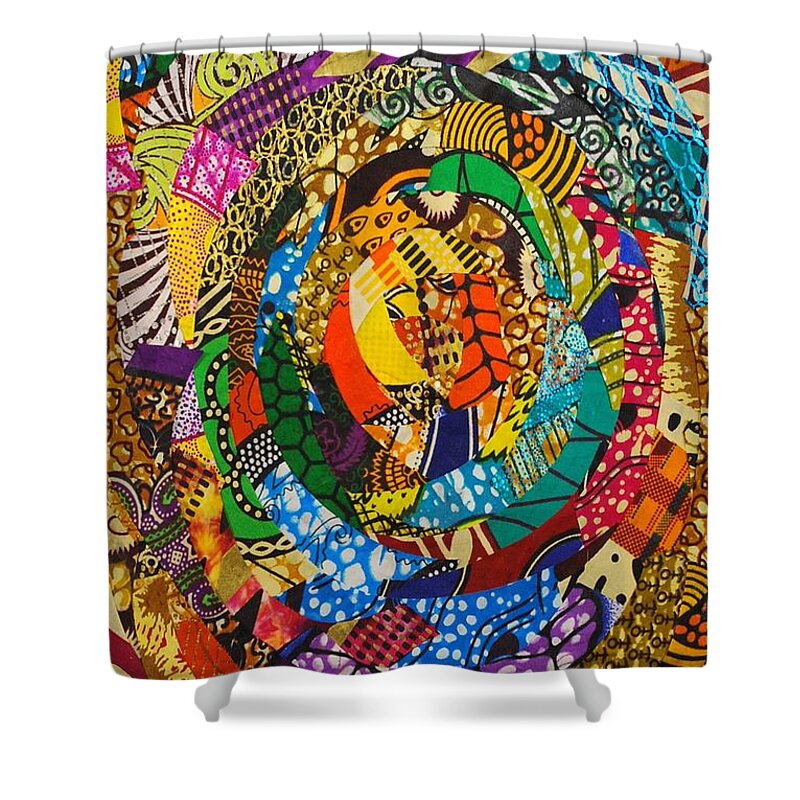 Abstract Shower Curtain featuring the tapestry - textile Tor by Apanaki Temitayo M