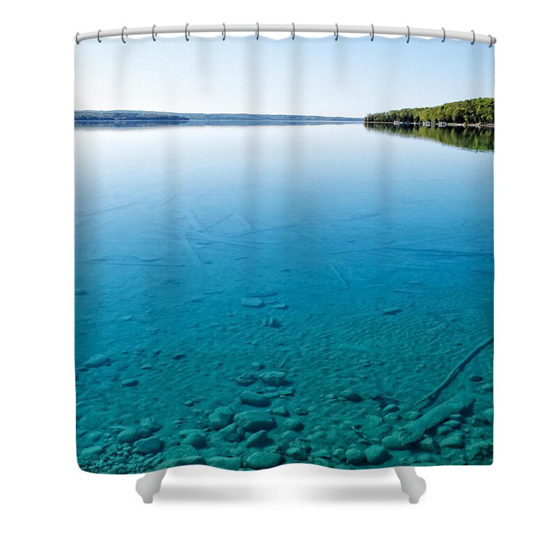 Hdr Shower Curtain featuring the photograph Torch Lake by Lars Lentz