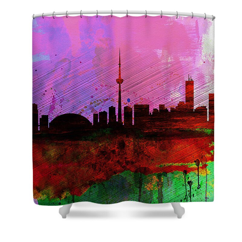  Shower Curtain featuring the painting Toronto Watercolor Skyline by Naxart Studio