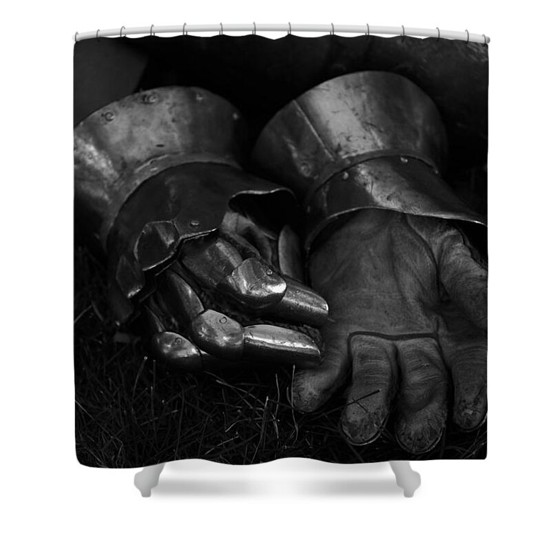 Knight Shower Curtain featuring the photograph Tossing the Gauntlet by Whispering Peaks Photography