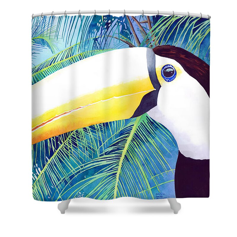 Toucan Shower Curtain featuring the painting Toucan by Pauline Walsh Jacobson