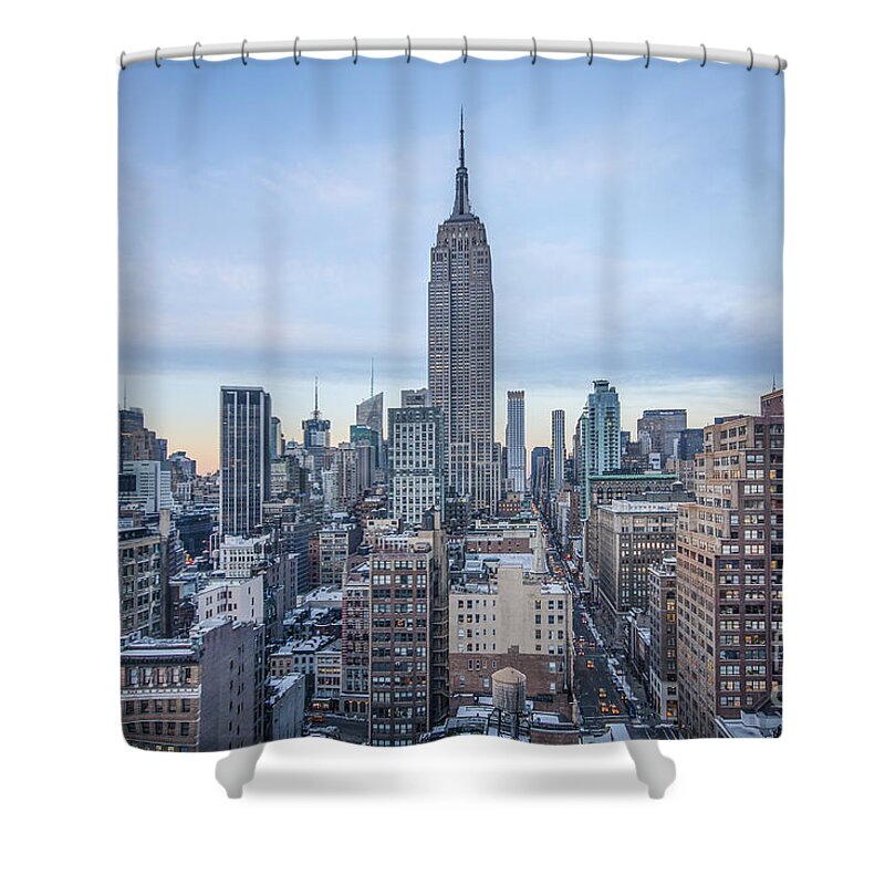 New York Shower Curtain featuring the photograph Touch The Sky by Evelina Kremsdorf