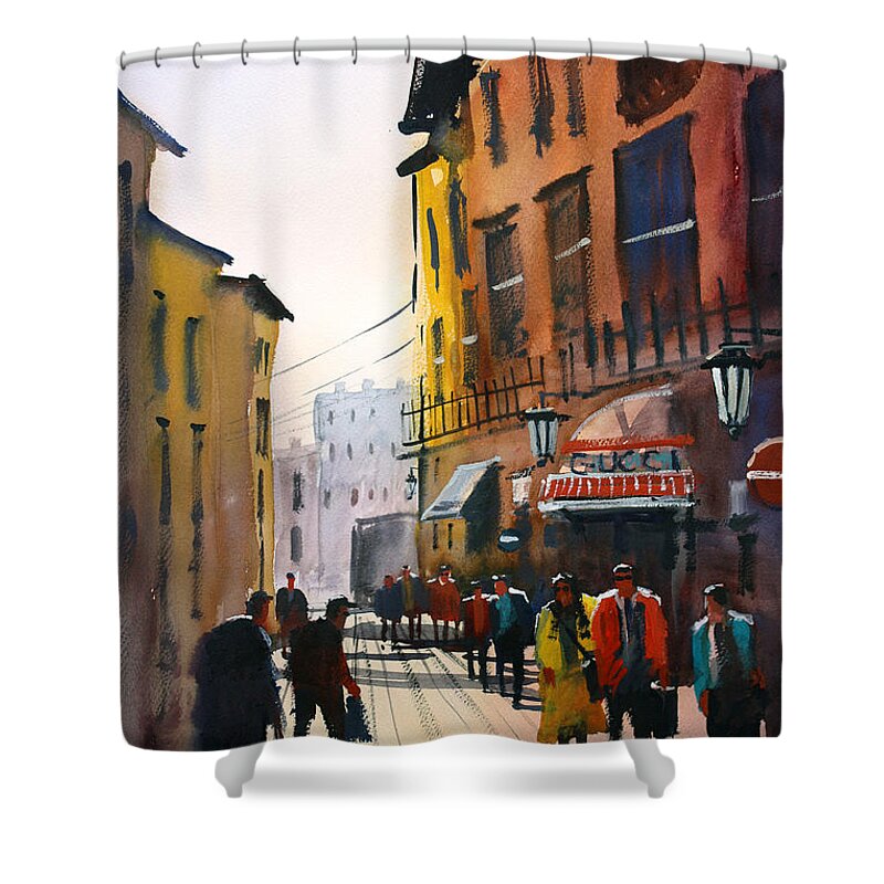 Ryan Radke Shower Curtain featuring the painting Tourists in Italy by Ryan Radke