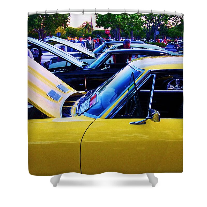 Cars Shower Curtain featuring the photograph Tower Shops by Chuck Hicks