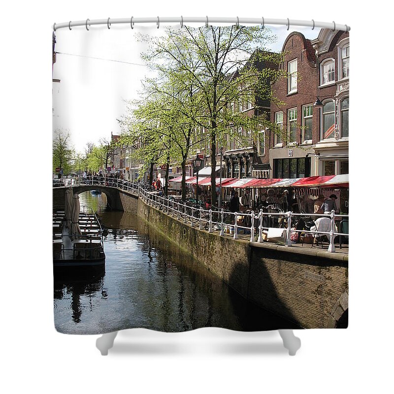 Town Canal Shower Curtain featuring the photograph Town Canal - Delft by Christiane Schulze Art And Photography