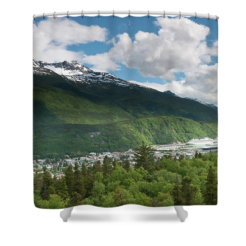 Town Shower Curtain featuring the photograph Town From Above by John Elk