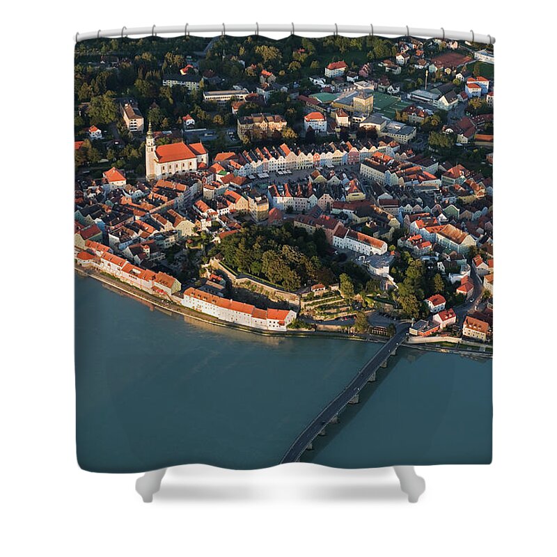 Old Town Shower Curtain featuring the photograph Town On River Inn, Austria by Franz Aberham