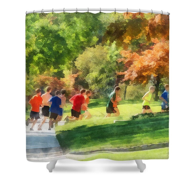 Track And Field Shower Curtain featuring the photograph Track Team by Susan Savad