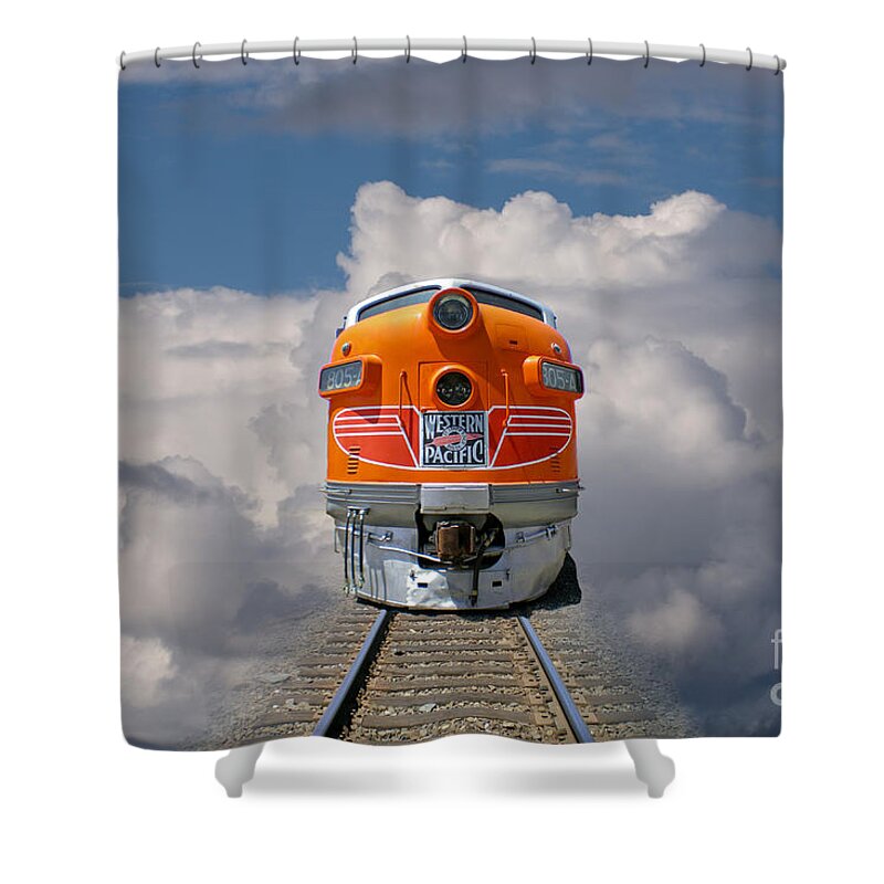 Surreal Shower Curtain featuring the photograph Train In Clouds by Ron Sanford