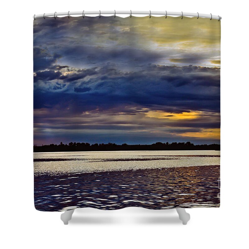 Landscape Shower Curtain featuring the photograph Tranquil Sunset by Gwen Gibson