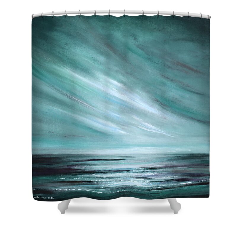 Sunset Shower Curtain featuring the painting Tranquility Sunset by Gina De Gorna