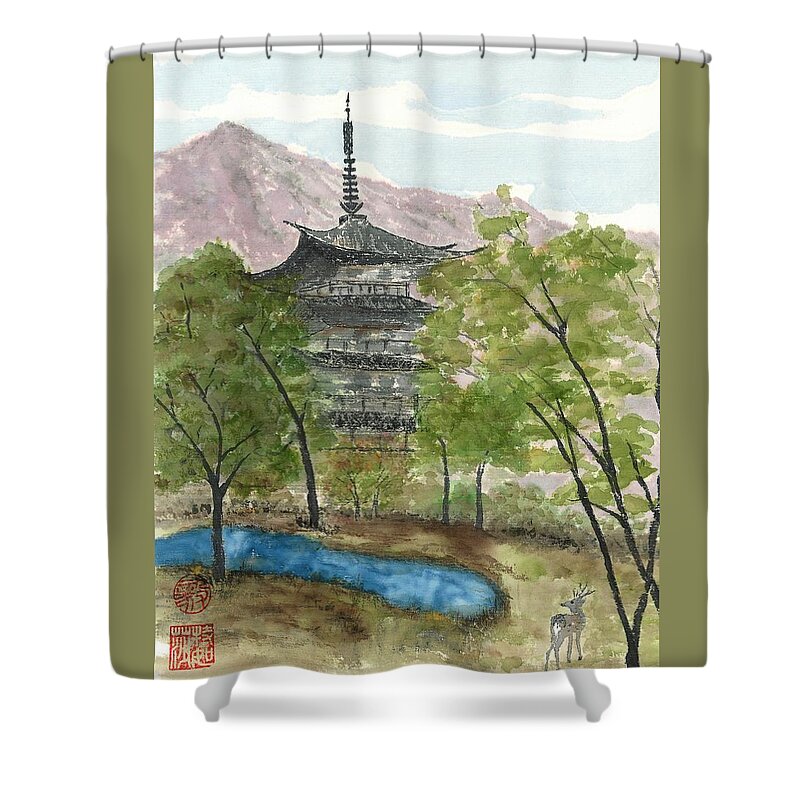 Chinese Shower Curtain featuring the painting Tranquility by Terri Harris