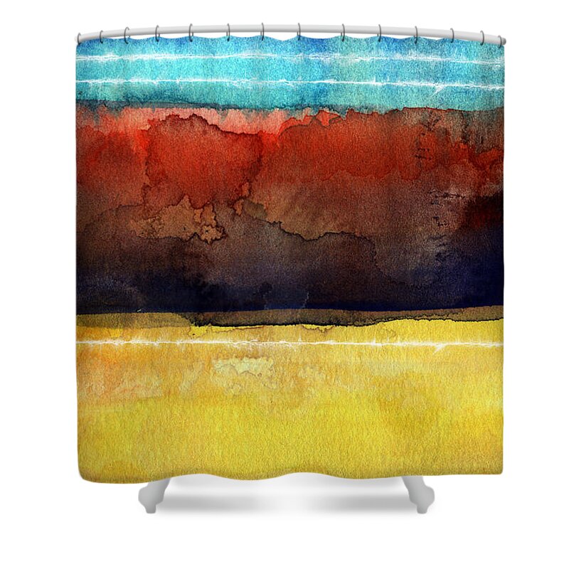 Abstract Shower Curtain featuring the painting Traveling North by Linda Woods