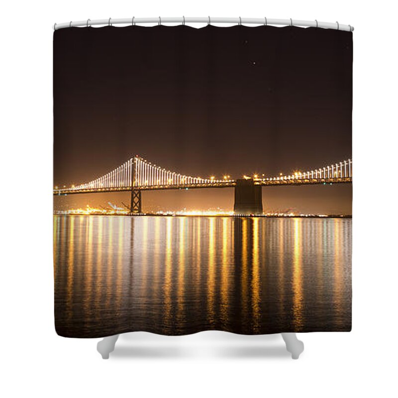 San Francisco Shower Curtain featuring the photograph Treasure Island Bay Lights by Bryant Coffey