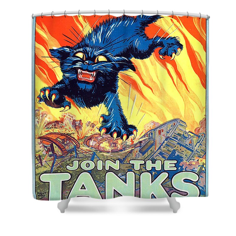 Us Army Poster Shower Curtain featuring the photograph Treat 'Em Rough Vintage US Army Poster by Gary Bodnar