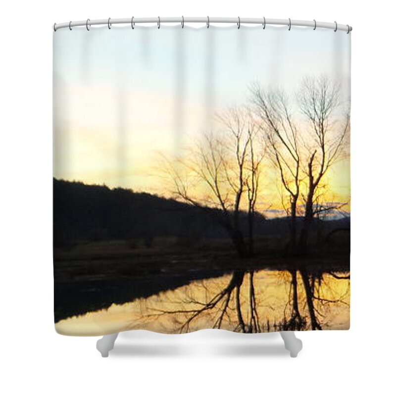 Tree Reflections Landscape Shower Curtain featuring the photograph Tree Reflections Landscape by Mike Breau