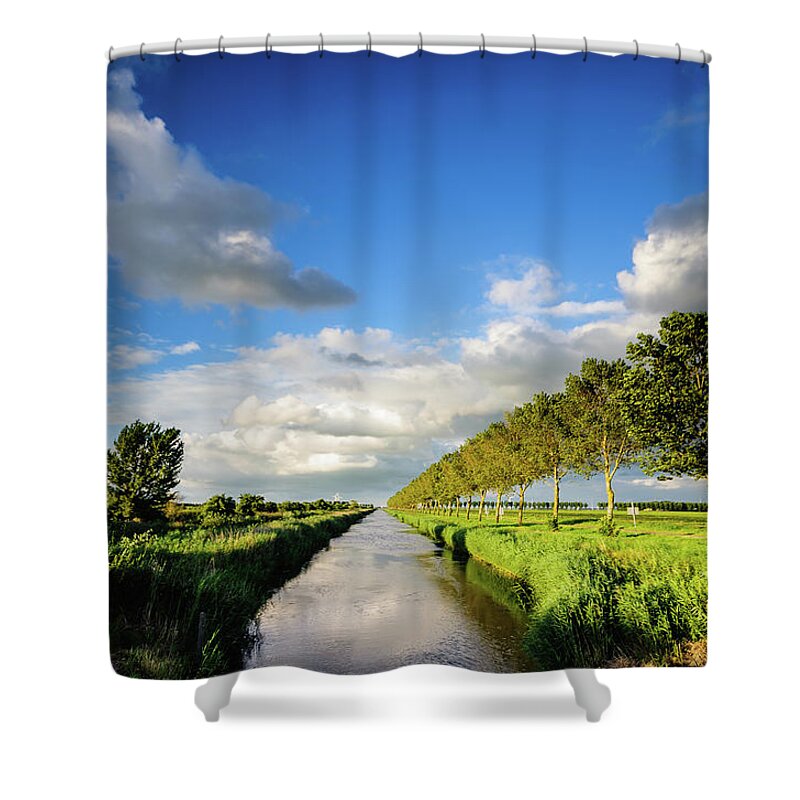 Tranquility Shower Curtain featuring the photograph Trees In A Dutch Polder by Www.magiclandscapes.nl
