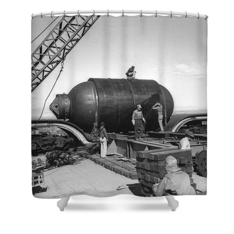 Science Shower Curtain featuring the photograph Trinity Test Site, Manhattan Project by Science Source